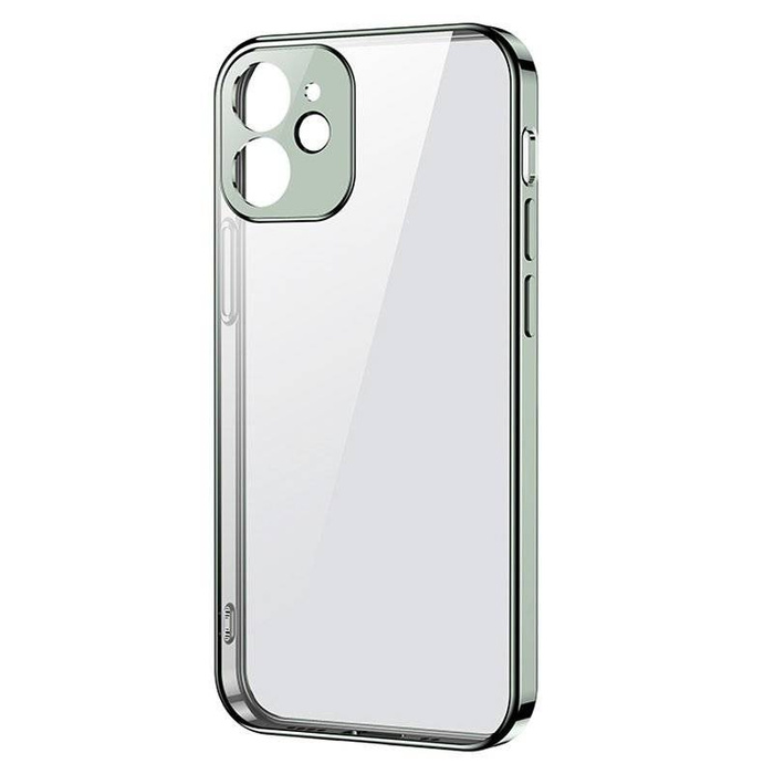 Joyroom New Beauty Series transparent ultra fin coque avec cadre métallique pour iPhone 12 mini light green (JR-BP741)