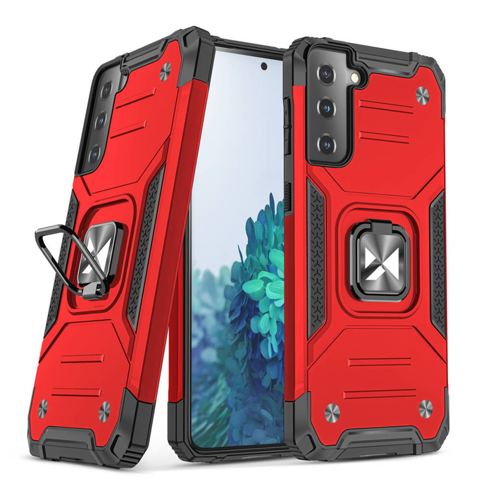 Tartó Ring Armor Tough Hybrid Telefontok Cover + Mágneses rögzítés Samsung Galaxy S22 + (S22 Plus) Red telefonhoz