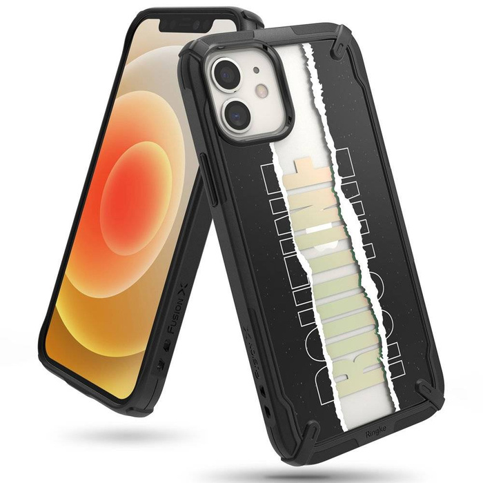 Ringke Fusion X Design cover blindata con cornice per iPhone 12 mini nero (Routine) (XDAP0020)