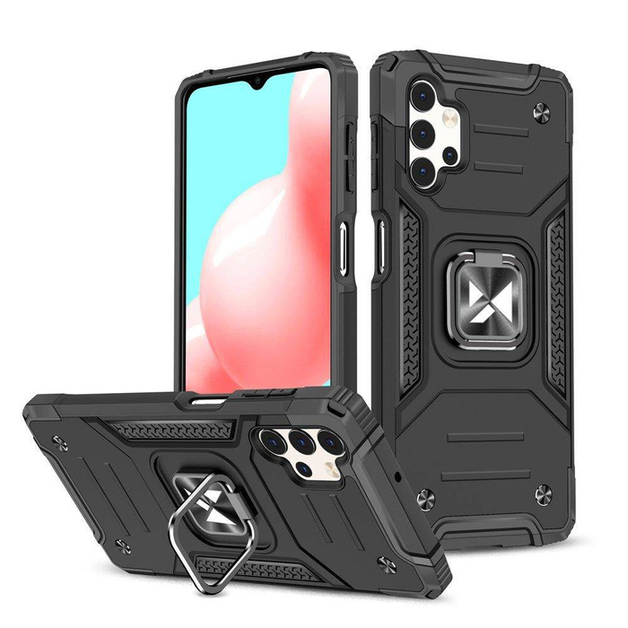 Wozinsky Ring Armor robuste Hybridhülle + magnetischer Halter für Samsung Galaxy A73 schwarz