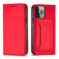 Custodia per carte magnetiche per iPhone 14 Pro flip cover portafoglio rosso