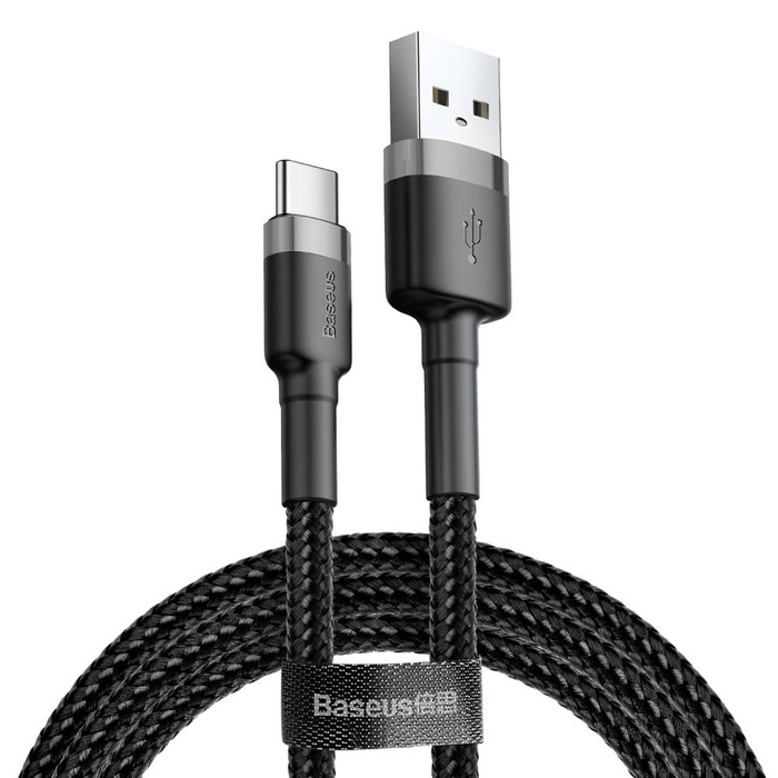 Baseus Cafule Cable odolný nylonový kabel USB / USB-C QC3.0 3A 0,5M černo-šedý (CATKLF-AG1)