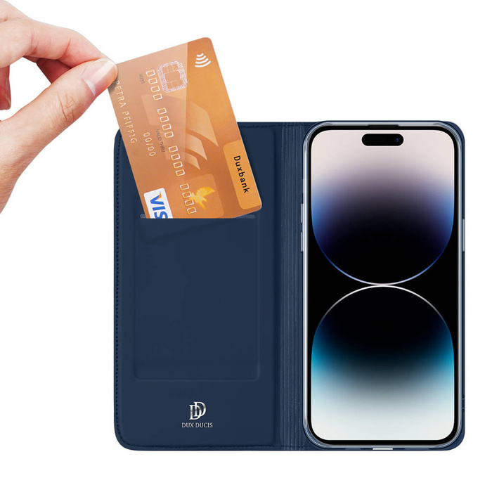 Étui portefeuille Dux Ducis Skin Pro pour iPhone 15 Pro - Bleu