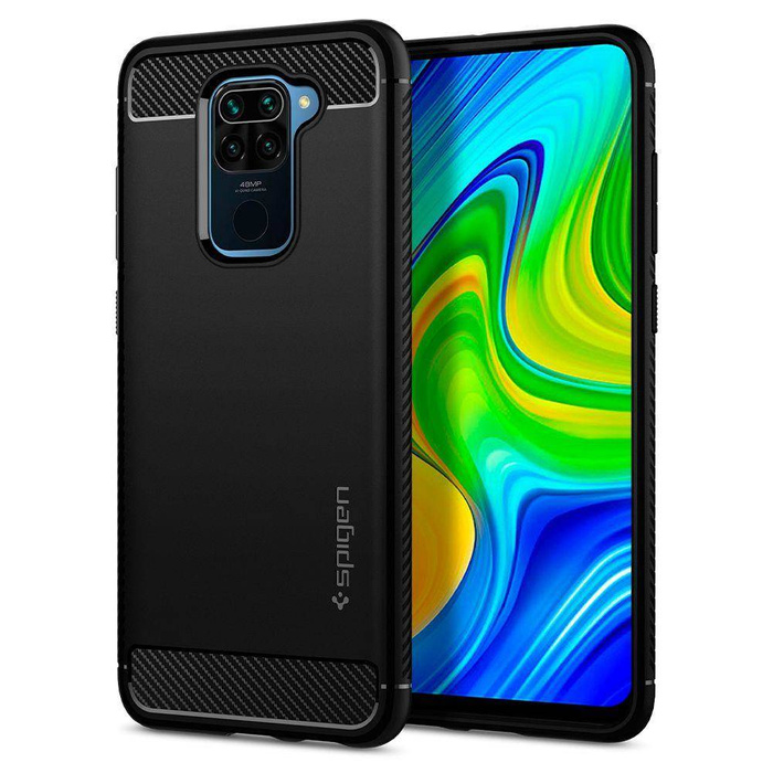 Telefontok SPIGEN Xiaomi Redmi Note 9 / Redmi 10X Rugged Armor Matte Black Fekete fekete tok