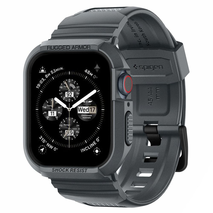 Correa Spigen Rugged Armor "pro" Apple Watch 4 / 5 / 6 / 7 / 8 / 9 / Se (44 / 45 Mm) Gris oscuro