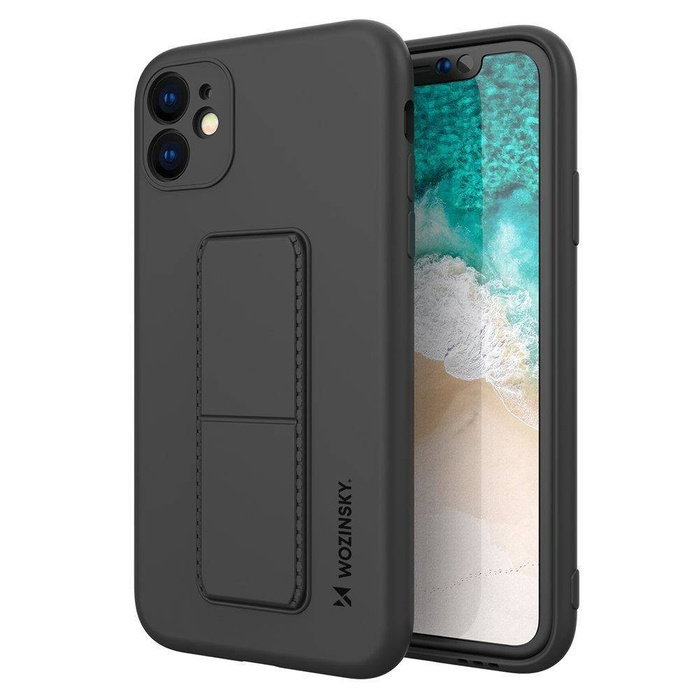 Wozinsky Kickstand Case Support en silicone flexible pour iPhone 11 Pro Max Noir