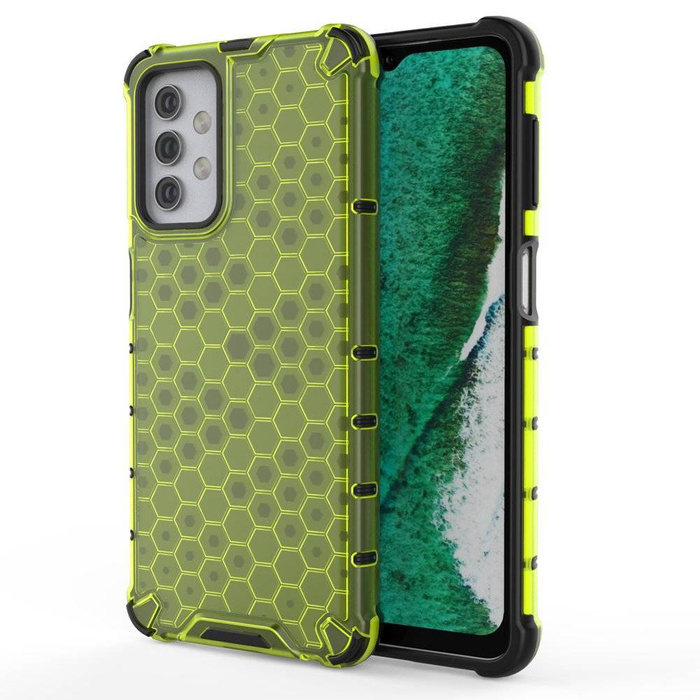 Cover blindata a nido d&#39;ape con cornice in gel per Samsung Galaxy A32 5G verde