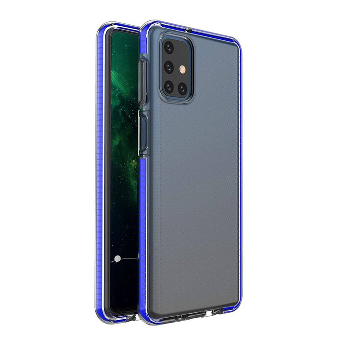 Pružinový Case gelový kryt pouzdro s barevným rámečkem pro Samsung Galaxy M51 modrý