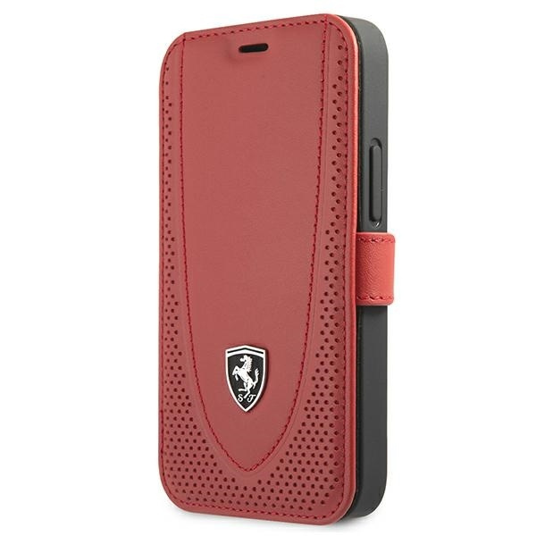 Pouzdro FERRARI Apple iPhone 12 Mini Book Off Track Perforovaný FEOGOFLBKP12SRE Červená barva Case