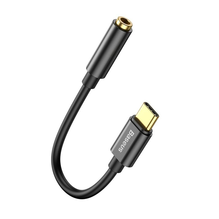 Baseus L54 sluchátkový adaptér USB-C na 3,5 mm audio jack DAC 24bitový 48 kHz černý (CATL54-01)