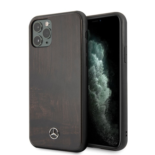 Pouzdro MERCEDES Apple iPhone 11 Pro Max Wood Line Rosewood Brown Case