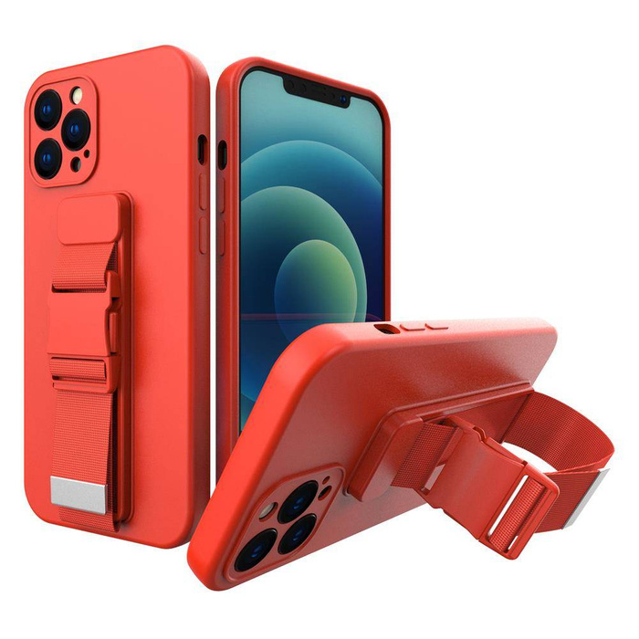 Rope case gel TPU airbag case cover with lanyard for Xiaomi Redmi 9 red