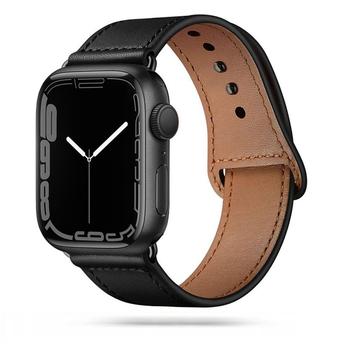 Řemínek TECH-PROTECT Leatherfit Apple Hodinky 1/2/3/4/5/6 (42/44MM) Black Black