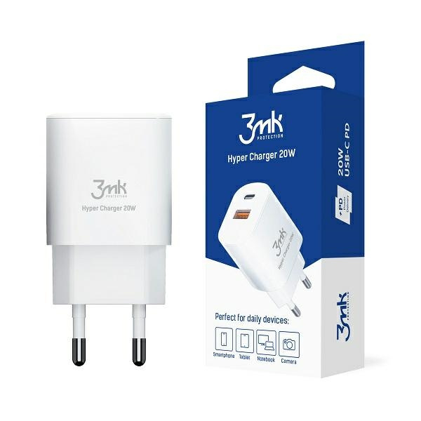 3mk HyperCharger 20W 1xUSB-C + 1xUSB-A chargeur PD/QC réseau