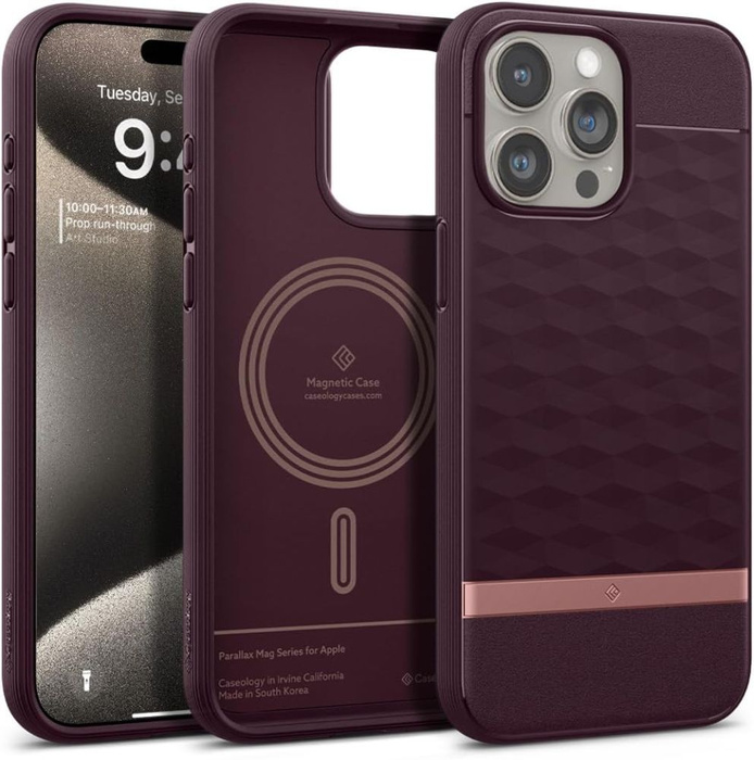 Obal Caseology Parallax Mag MagSafe iPhone 15 Pro Max Burgundy Case