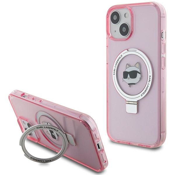 Case Karl Lagerfeld KLHMP15SHMRSCHP iPhone 15 6.1" pink/pink hardcase Ring Stand Choupette Head MagSafe Case