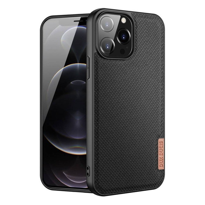 Custodia Dux Ducis Fino rivestita in materiale di nylon per iPhone 13 Pro Max nera