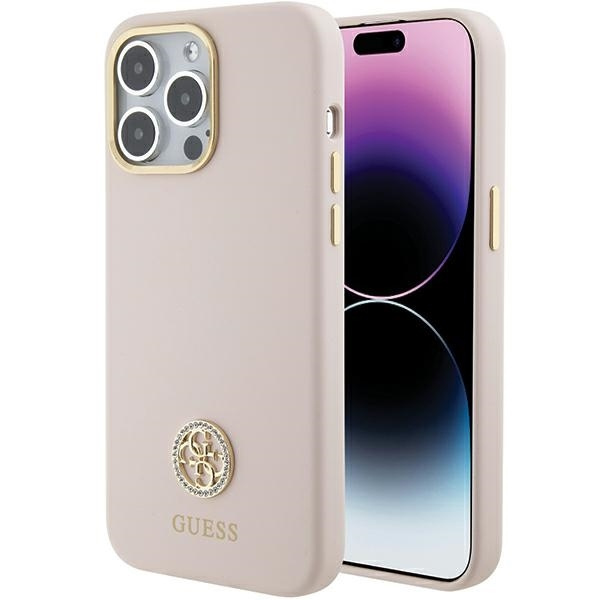 Guess GUHCP15XM4DGPP iPhone 15 Pro Max 6.7" rose/rose durcase Silicone Logo Strass 4G