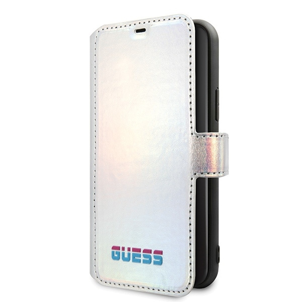 Pouzdro GUESS Apple iPhone 11 Pro Book Iridescent Silver Case