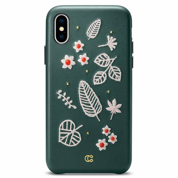 Pouzdro SPIGEN Apple iPhone XS Max Cyrill Portland Forest Green Flower Garden Case