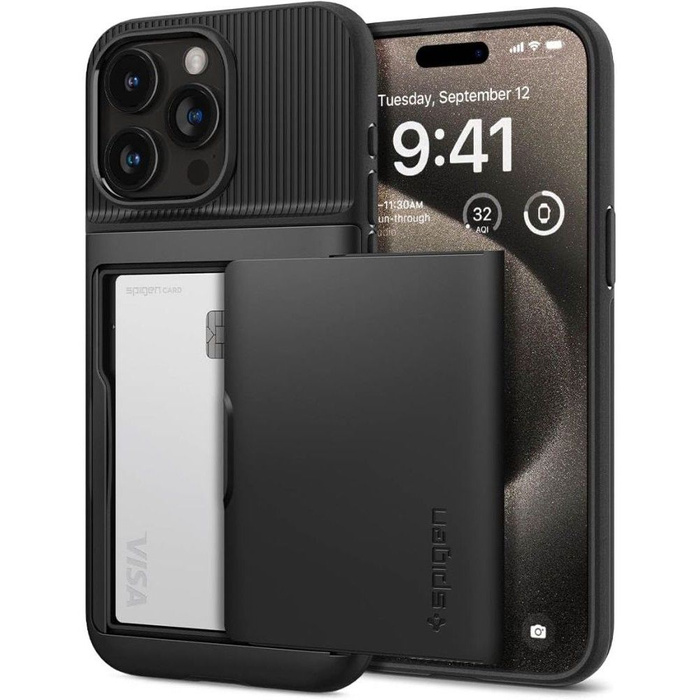 Case iPhone 15 Pro Max Spigen Slim Armor Cs Black Case