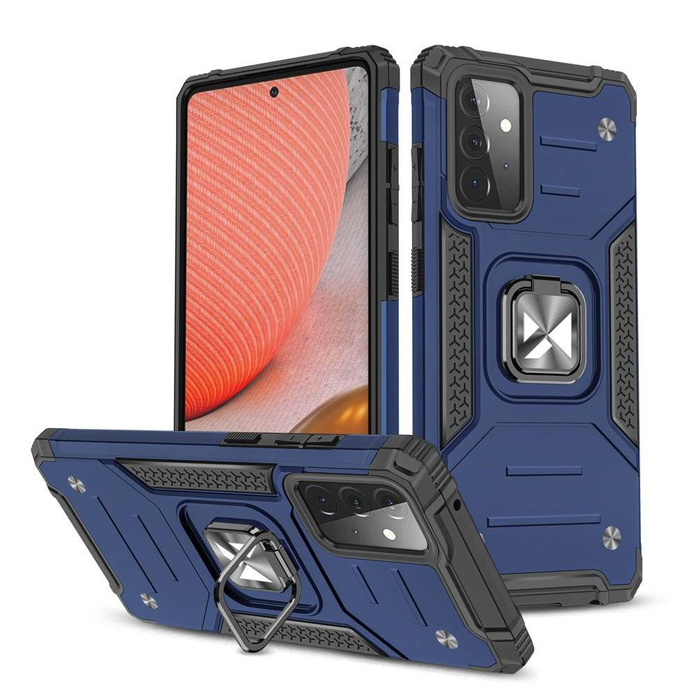 Housse hybride Wozinsky Ring Armor robuste + support magnétique pour Samsung Galaxy A72 4G bleu