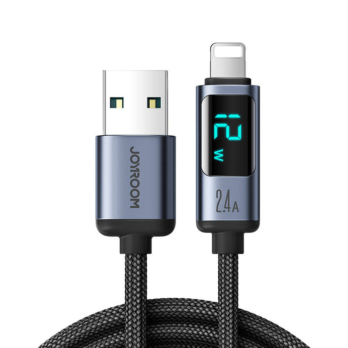 Lightning Kabel - USB A 2,4 A 1,2 m mit LED-Anzeige Joyroom S-AL012A16 - Schwarz