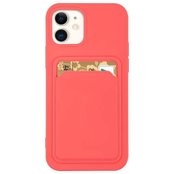 Card Case Silikon Portemonnaie Hülle mit Kartenhalter Dokumenten für iPhone 12 Pro Max orange