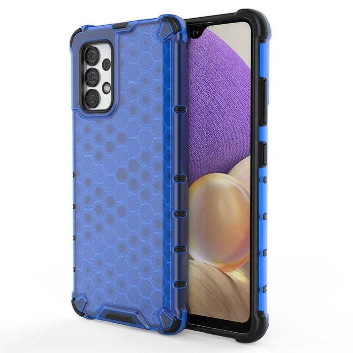 Cover blindata a nido d&#39;ape con cornice in gel per Samsung Galaxy A03s (166.5) blu