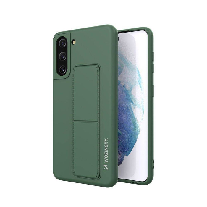 Wozinsky Kickstand Case flexible silicone cover with a stand Samsung Galaxy S21+ 5G (S21 Plus 5G) dark green