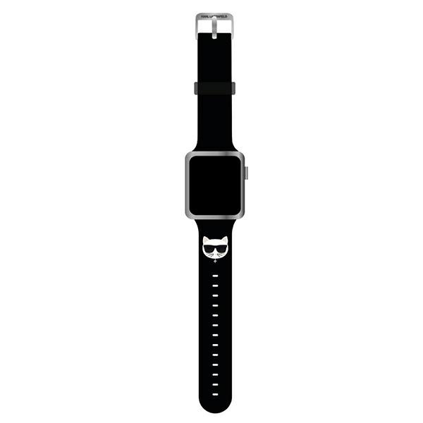 Karl Lagerfeld KLAWLSLCK Apple Watch Bracelet 42/44/45mm noir / bracelet noir Silicone Choupette Heads