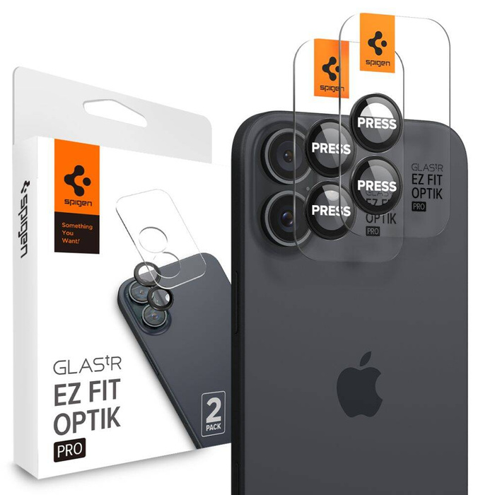 Spigen IPhone CHRÁNIČ FOTOAPARÁTU OPTIK PRO GLAS.TR "EZ FIT" CHRÁNIČ FOTOAPARÁTU 2-PACK 16 / 16 PLUS ČERNÝ