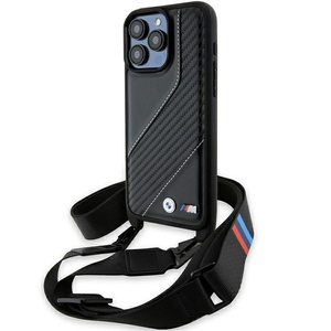 Funda Bmw Bmhcp15l23pscck IPhone 15 Pro 6.1" Black/Black Hardcase M Edition Carbon Stripe & Strap Case