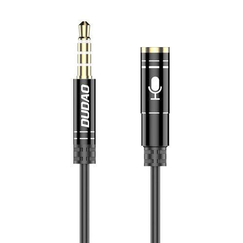 Dudao 4 champs câble Câble d'extension AUX pour casque avec microphone mini jack 3,5 mm noir