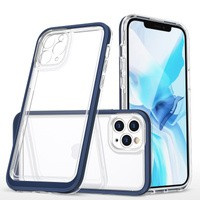 Funda transparente 3 en 1 para iPhone 11 Pro marco azul cubierta de gel