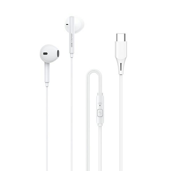 AWEI stereo Headphones PC-1T USB-C white / white