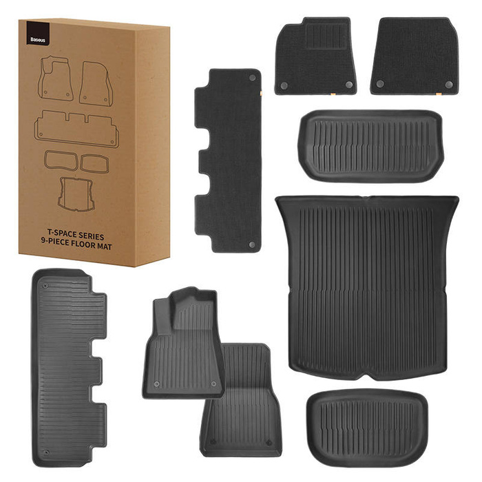 9Piece Floor Mat for Tesla Baseus T-Space Series (black Polypropylene)