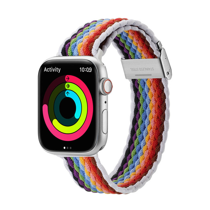 Bracelet Dux Ducis Strap (Mixture II Version) pour Apple Watch SE, 8, 7, 6, 5, 4, 3, 2, 1 (41, 40, 38 mm) bracelet bande tressée rayures pâles