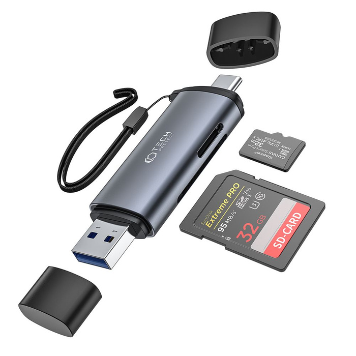 TECH-PROTECT ULTRABOOST LECTOR DE TARJETAS SD Y MICRO SD GRIS