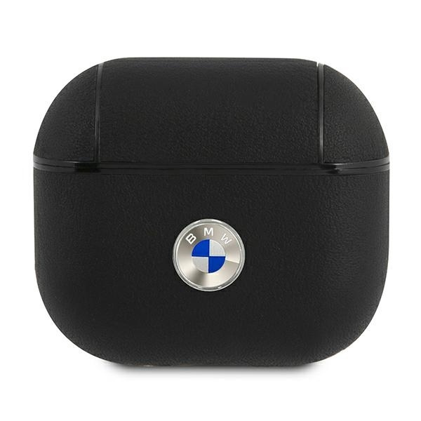 Case BMW Apple AirPods 3 Cover Geniune Leather Silver Logo Black Case