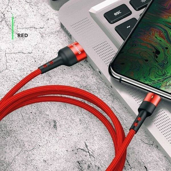 Kabel Opletený USAMS USB-C 3A Rychlé nabíjení 1m Červený