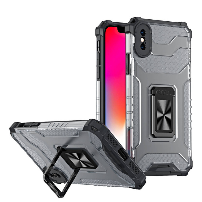 Crystal Ring Case Kickstand Tough Rugged Cover for iPhone XS Max black