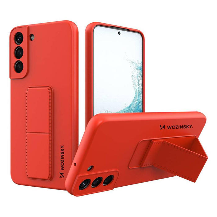 Wozinsky Kickstand Case silikonový kryt stojánku pro Samsung Galaxy S22 + červený