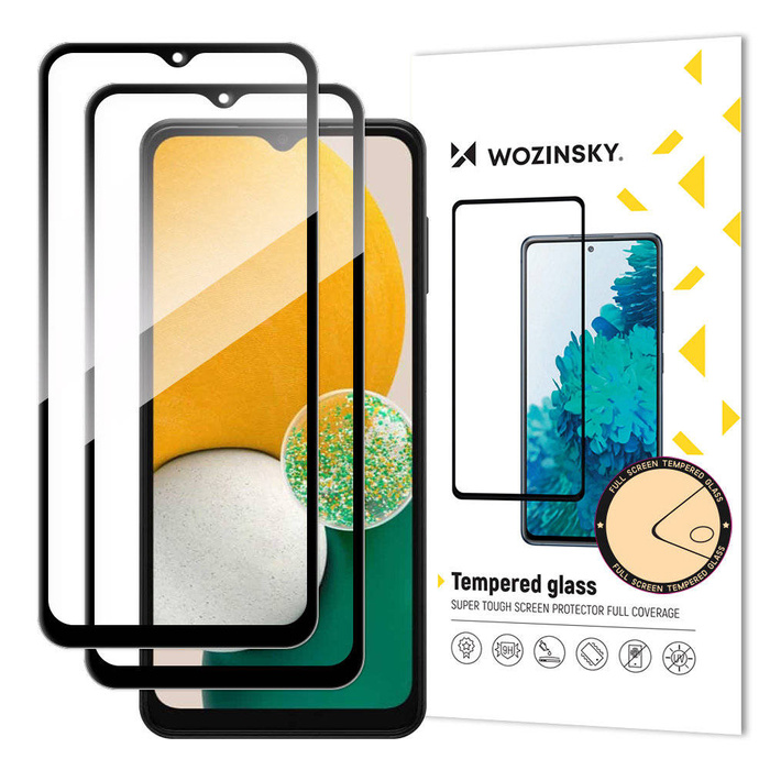 Wozinsky Set 2x Super Durable Full Glue Tempered Glass Full Screen with Frame Case Friendly Samsung Galaxy A13 5G Black