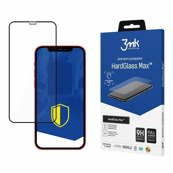 Tempered Glass 3mk Apple iPhone 12 Mini 5.4 FullScreen Black HardGlass Max