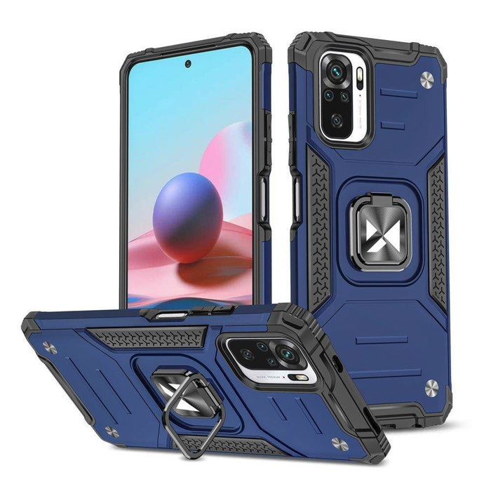 Wozinsky Ring Armor Tough Hybrid Case Cover + magnetický držák pro Xiaomi Redmi Note 10 / Redmi Note 10S modrý