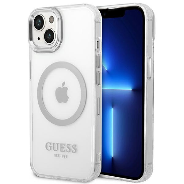 Guess GUHMP14MHTRMS iPhone 14 Plus 6.7" silver/silver hard case Metal Outline MagSafe