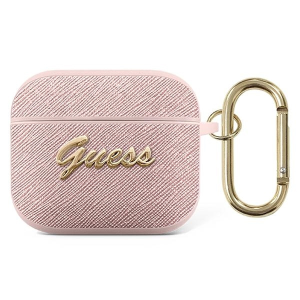 Guess GUA3SASMP AirPods 3 cover pink / pink Saffiano Script Metal Collection