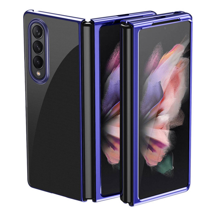 Pokovování Case tvrdý case kryt pouzdro s kovovým rámečkem Samsung Galaxy Z Fold 3 modrý