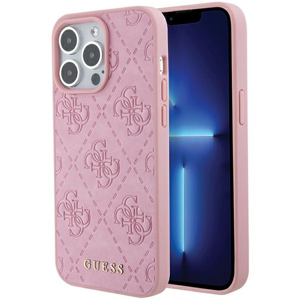 Case Guess GUHCP15XP4EPMP iPhone 15 Pro Max 6.7" pink/pink hardcase Leather 4G Stamped Case